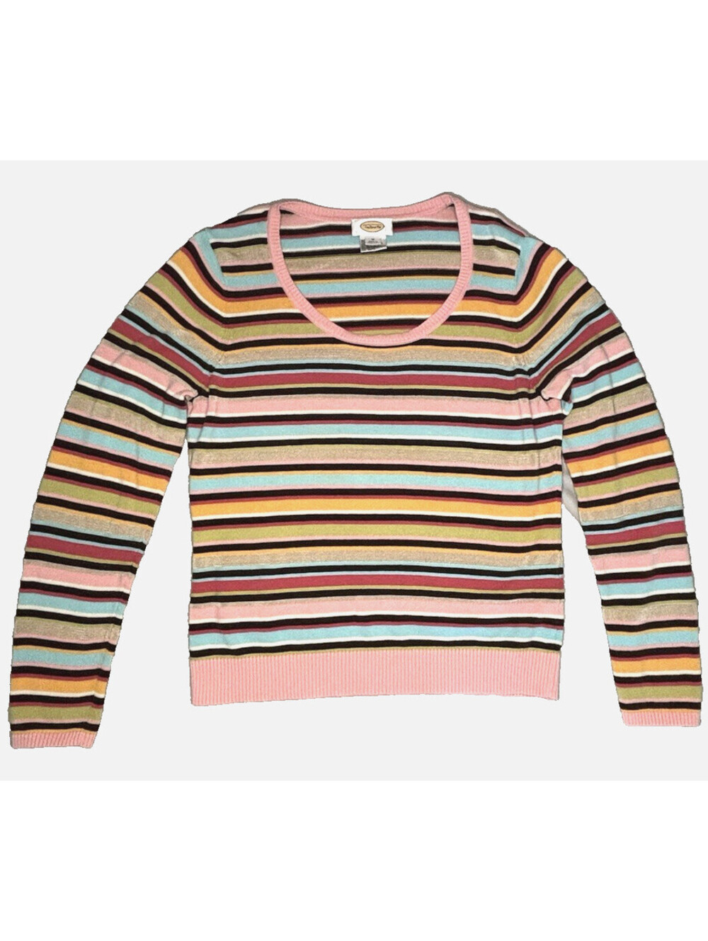 Talbots Women's Lightweight Striped Scoop Neck Knit Pullover Sweater Sz M EUC
